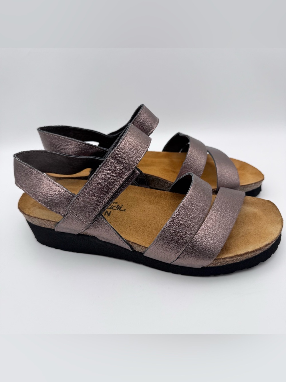 Naot Kayla Radiant Copper Metallic Leather Wedge Sandals Women EU 39 US 8-8.5